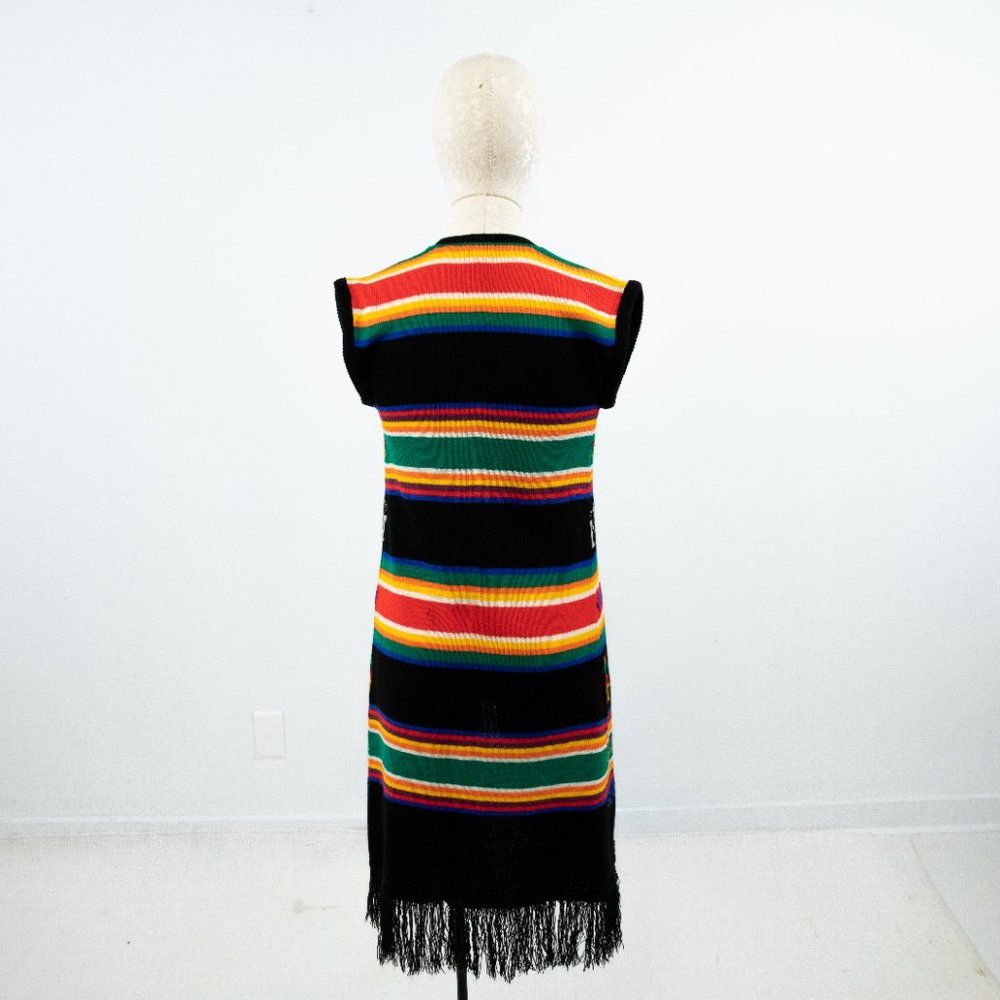 Vintage 70s S Spanish Style Rainbow Sweater Duster - Picture 5 of 9